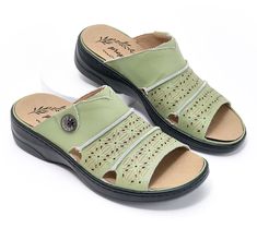 Open, airy, and breathable, these laser-cut sandals are ideal for your summertime activities. Lightweight cushioning keeps you in all-day comfort. From Propet. Green Sandals With Arch Support For Spring, Casual Summer Sandals With Perforations, Casual Sandals With Perforations In Synthetic Material, Casual Synthetic Sandals With Perforations, Casual Sandals With Perforations, Breathable Open Toe Green Sandals, Casual Perforated Sandals For Spring, Synthetic Sandals With Perforations For Summer, Summer Slip-on Sandals With Perforated Toe Box