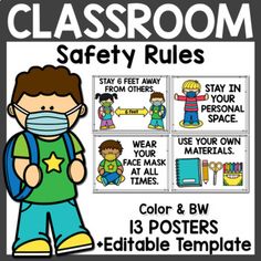 classroom safety rules for students to use with their school's poster and other activities