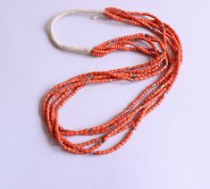 Mediterranean 5 Row Coral Necklace Barrel Shape Beads   Beautiful coral necklace made in Heishi style. The barrel shape beads are made from natural undyed Mediterranean coral, saturated salmon color.  The quality of beads please see on pictures. Good quality. Coming without a clasp. Age of corals: vintage Weight: 100gr Dimensions of beads:  5-6mm  Length:  81cm / 32in  Condition:  good  condition. Please visit our other listings! We have many beautiful coral jewelry posted on etsy. If you have any questions please feel free to ask. ✅Our Viber, What's App: +38-093-91-478-91 ✅ Jacky-Joo Arts Shop Homepage: https://www.etsy.com/shop/JackyJooArts?ref=shopinfo_shopname_favoriters ✅ Connect with us on Social Media: INSTAGRAM - www.instagram.com/jacky_joo_arts/ PINTEREST- www.pinterest.com/JackyJ Orange Red Coral Beaded Necklaces Hand-strung, Artisan Single Strand Orange Beaded Necklace, Orange Beaded Necklace With Large Red Coral Beads, Orange Red Coral Beaded Necklaces With Large Beads, Orange Red Coral Beaded Necklace With Large Beads, Multi-strand Red Coral Beaded Necklaces, Coral Multi-strand Beaded Necklace, Coral Multi-strand Beaded Necklaces, Orange Multi-strand Beaded Necklace With Polished Beads