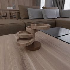 a coffee table that has some sort of object on it