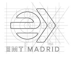 the logo for emt madrid is shown in black and white, with lines on it