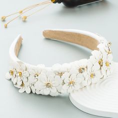 - Applique design
- Rhinestone embellished
- Length: 6.2 inch, Width: 4.9 inch
- Material: 100% Polyester, 100% Zircon Retro Headband, Floral Headband, Floral Hoops, White Headband, Crown Headband, Leather Flowers, Hair Hoops, Floral Headbands, White Rhinestone