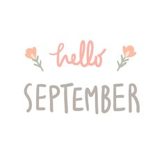 the words hello, november written in pink and gray on a white background with orange flowers