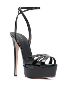 Find LE SILLA Lola Open-toe Sandals on Editorialist. black leather/goatskin/rubber multi-way strap design open toe high heel buckle-fastening ankle strap Custom Shoes Diy, Women's Shoes Accessories, Open Toe High Heels, Fashion Slippers, Fancy Shoes, Couple Games, Cute Heels, Clothes Style, Fun Couple