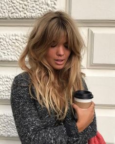 Side Bangs With Long Hair, Bangs Inspo, Blonde Bangs, Blonde Hair With Bangs, Honey Blonde Hair, Stylish Haircuts, Wispy Bangs