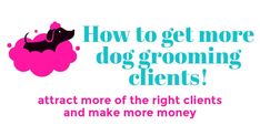 a sign that says how to get more dog grooming client's attract more of the right clients and make more money