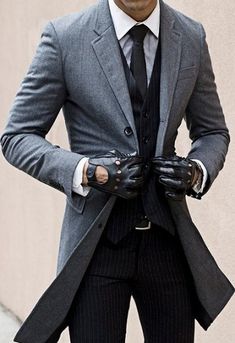 Vertical Striped Dress, Grey Overcoat, A Man In A Suit, Man In A Suit, Mens Fashion Classy, Winter Jacket Men