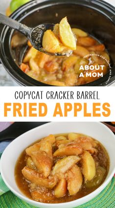 this is an image of copycat cracker barrel fried apples in the crock pot