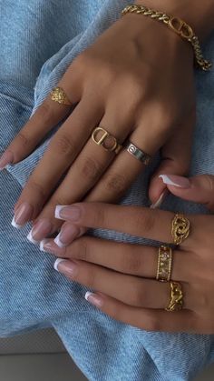 Manicured Nails, Dope Jewelry, Classy Jewelry, Jewelry Lookbook, Stacked Jewelry, Classy Nails