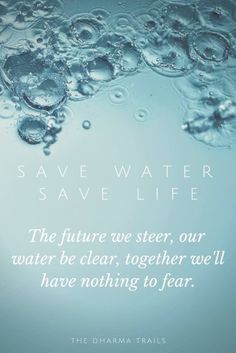 the quote says save water save life, the future we see, our water be clear, together we will have nothing to fear