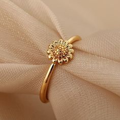 Sunflower Design Rings As Gifts, Sunflower Design Rings Suitable For Gifts, Anniversary Flower Ring With Sunflower Design, Flower Shaped Metal Ring For Promise, Anniversary Sunflower Design Flower Ring, Metal Flower Ring For Promise, Sunflower Design Flower Ring For Gift, Simple Ring Design, Latest Gold Ring Designs