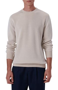 Knit from lightweight cotton with a comfortable fit, this long-sleeve sweater brings casual polish to everyday ensembles. 28" length; 44" chest Crewneck Long sleeves Ribbed cuffs and hem 100% cotton Dry clean Made in Italy Cotton Sweater With Ribbed Collar And Stretch, Cotton Stretch Sweater With Ribbed Collar, Cotton Sweater With Stretch And Ribbed Collar, Stretch Cotton Sweater With Ribbed Collar, Classic Relaxed Fit Ribbed Sweater, Fitted Cotton Sweater With Ribbed Cuffs, Cream Cotton Sweater With Ribbed Collar, Classic Sweater For Spring Casual Gatherings, Classic Sweater For Casual Spring Gatherings