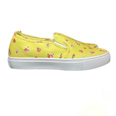 Asos Wide Fit Slip On Ditsy Floral Print Sneakers Size 7 Yellow With Red And Pink Flowers Slip On Style Elastic Sides Chunky Flat Sole 100% Textile Tags: Everyday Wear, Comfortable, Dates, Preppy, Casual, Style, Floral, Colorful, Chic, Printed, Footwear, Essential, Trendy, Blossom, Sunshine, Effortless Charm, Ditsy Delight, Valentines, Spring Floral Print Canvas Shoes For Summer, Casual Floral Print Slip-on Sneakers, Spring Yellow Flat Heel Sneakers, Casual Floral Print Canvas Shoes For Spring, Casual Summer Floral Print Canvas Shoes, Casual Yellow Canvas Shoes, Casual Spring Floral Print Canvas Shoes, Yellow Slip-on Canvas Shoes For Spring, Casual Yellow Canvas Shoes For Spring