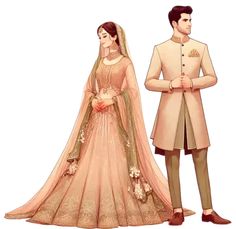 Bride And Groom Illustration Indian, Marriage Cartoon Couple, Wedding Couple Cartoon Marriage, Indian Groom Illustration, Couple Illustration Indian, Indian Bride And Groom Illustration, Pakistani Wedding Couple, Wedding Couple Outfits, Groom Kurta