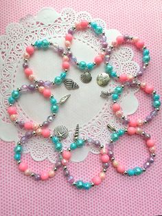 Kids mermaid bracelets, kids party, loot bag favor, under the sea inspired bracelets, mermaid party, Mermaid Loot Bags, Mermaid Party Gifts, Mermaid Loot Bag Ideas, Mermaid Kids Party, Little Mermaid Theme Party, Little Mermaid Party Favors, Mermaid Party Bags, Mermaid Bracelets, Under The Sea Party Favors