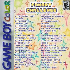 the gameboy's back cover for fantasy challenge, which features an array of colorful stars