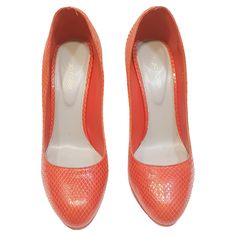 Sergio Rossi Snakeskin Women High Heel Shoes Super High Stiletto Heels Red Made In: Italy Color: Red Material: Snackeskin Marked Size: 39,5 Europe Heel Height: 12 cm/ 4,72 inches Born in the province of Forlì-Cesena, the son of a shoemaker who made made-to-measure shoes, at age 14 he entered the family store and produced, together with his brother Franco, sandals that in the summer would be sold with a banquet throughout on the riviera, from Riccione to Rimini, and in the boutiques of Bologna. H Snakeskin Shoes, Shoes Orange, Snake Skin Shoes, Heels Red, Orange Shoes, Womens Shoes High Heels, Feminine Design, Rimini, Sergio Rossi