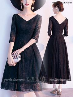 10% off now|Free shipping world-wide. Retro Black Lace Tea Length Party Dress Vneck With Sleeves at GemGrace. Click to learn our pro custom-made service for wedding dress, formal dress. View #SemiFormalDresses for more ideas. Lace Midi Dress With V-neck For Party, Elegant Tea Length Lace Cocktail Dress, Elegant Tea-length Lace Cocktail Dress, Formal Tea-length Lace Dress, V-neck Lace Dress For Wedding Guest, Lace V-neck Midi Dress For Evening, Lace Midi Dress V-neck For Evening, Elegant Lace V-neck Dress For Parties, Elegant V-neck Lace Dress For Party