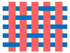 a blue and red pattern on a white background that looks like it is made out of squares