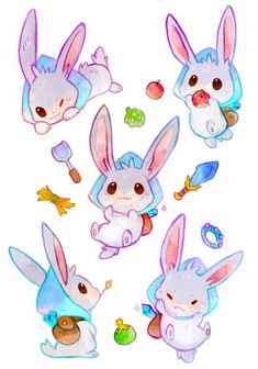 some very cute bunny stickers on a white background