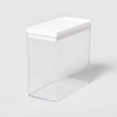 an empty plastic container on a white background