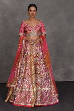 Buy stunning pink heavy gota lace work designer lehenga online in USA with dupatta. Flaunt your Indian style on festive occasions in stunning designer lehengas, Anarkali suit, sharara suits, designer gowns, designer sarees, embroidered sarees from Pure Elegance India fashion store in USA. -full view Suit Sharara, Lehenga With Dupatta, Sharara Suits, Designer Lehengas, Lehenga Online, Fashion Journals, Designer Lehenga, Bangle Ring, Traditional Fabric