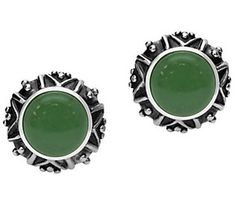 Perfect to pair with your most glamorous getup, these sterling button earrings showcase aventurine cabochons. From Elyse Ryan. Aventurine Crystal, Button Earrings, Ear Piercings, Sterling Silver Earrings, Sterling Silver Jewelry, Silver Earrings, Silver Jewelry, Gemstone Rings, Jewelry Earrings