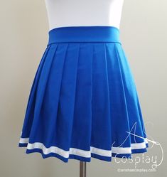 Knife Pleat Skirt with Stripe- This pleated skirt is made in a popular style for anime-style school uniform skirts. It is available in any size and color with one or two stripes. The skirt is made from high quality 100% cotton fabric and closes in the back with an invisible zipper. Add a Matching Face Mask to Your Order! The masks ship in 1-2 days and you can preview the fabric in your color preference. https://www.etsy.com/listing/788750961/washable-face-mask-layered-pleat-face The skirts are s Fitted Tiered Skirt For School, School Cotton Pleated Flared Skirt, Flared Cotton Pleated School Skirt, Stretch Cotton Pleated Skirt With Lining, School Fitted Tiered Skirt, Knife Pleated Skirt Outfit, Stretch Cotton Pleated Skirt, Fitted Blue Skirt For Cosplay, Blue Fitted Skirt For Cosplay