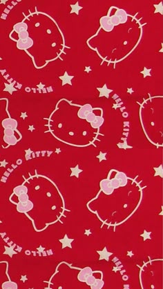 a red background with hello kitty and stars