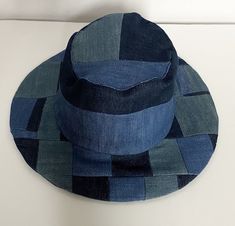 Adjustable Cotton Patchwork Hat, Beret Hat Bow, Patchwork Bucket Hat, Classy Hats, Denim Bucket Hat, Denim Art, Festival Hat, Wool Berets, Denim Crafts