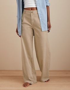 High-waisted Cotton Chinos For Work, Relaxed Fit Wide Leg Workwear Bottoms, Wide Leg Relaxed Fit Bottoms For Work, High Waist Chinos With Pockets For Work, High Rise Utility Pants For Workwear, Relaxed Fit Chinos For Summer Workwear, Summer Workwear Chinos With Relaxed Fit, Summer Relaxed Fit Chinos For Work, Mid-rise Cotton Chinos For Work