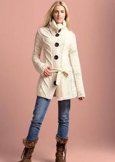 Hand-knitted elegant ladies coat.Warm and witty for every day. Material - 49% wool 51 % acrylic The colors are exemplary When ordering I show a Catalog of yarns in available colors. SIZE XS:  Bust 76-84cm(30-33in),Waist 61-63cm(24-25in), Hip 84-86cm(33-34in),Sleeve length 55-57cm SIZE S:  Bust 84-89cm(33-35in),Waist 63-68cm(25-27in), Hip 86-91cm(34-36in),Sleeve length 55-57cm SIZE M:  Bust 89-94cm(35-37in),Waist 71-76cm(28-30in), Hip 94-99cm(37-39in),Sleeve length 57-59cm SIZE L:  Bust 96-101cm( Long White Cardigan, Patterned Cardigans, Long Sweaters Cardigan, Knit Fashion, Knit Jacket, Cardigan Jacket, Sweater Coats, Long Cardigan, Long Sweaters