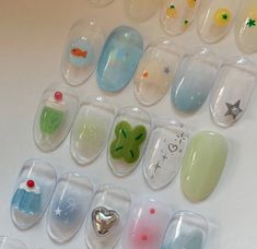 riyu__nail Stussy Nails, Mix Match Nails, Confetti Nails, Soft Nails, Nails Only, Nails Desing