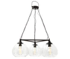 three light chandelier with clear glass globes