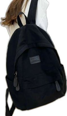 Black Backpack With Patches, Black Softback Backpack For On-the-go, Black Backpack For Students, Back To School, Black Backpack With Logo Patch, Black Backpack With Adjustable Straps For On-the-go, Letter Bag, Classic Backpack, Decorative Letters, Black Backpack