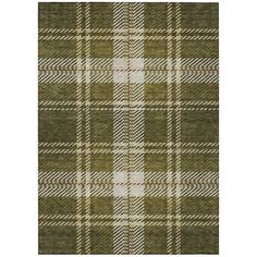 a green and white plaid rug