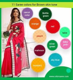 11 Saree colors for fair, brown, wheatish and dark skin tone – Traditional Sarees | Types of Sarees | Blouse Designs | Hairstyle for Saree Which Colour Suits Dusky Skin, Saree For Dusky Skin Tone, Saree For Dark Skin Tone, Colors For Dark Skin Tone, Dusky Skin Saree Look, Skin Tone Dress Color, Hairstyle For Saree, Skin Tone Dress