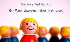 a group of small toy people standing in front of a whiteboard with the words new year's resolution be more awesome than last year