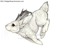 a drawing of a rabbit with antlers on its back