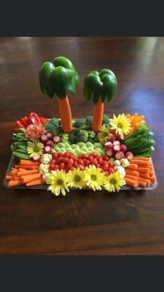 a cake made to look like vegetables and trees