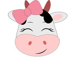 a cow with a pink bow on it's head is shown in this image