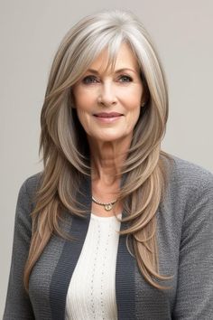 29+ Long Hairstyles for Older Women Over 50 24 Long Hair Older Women, Hair Contouring, Hairstyles For Older Women, Gorgeous Gray Hair, Long Gray Hair, Blonde Hair Looks, Shoulder Length Hair Cuts, Haircuts For Long Hair, Modern Hairstyles