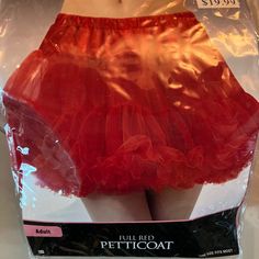 New Never Used Cosplay Petticoat With Attached Cancan, Halloween Costume Petticoat With Attached Cancan, Halloween Costume Petticoat With Cancan, Red Fitted Costume For Themed Events, Fitted Red Costumes For Themed Events, Halloween Costume Petticoat With Ruffles, Red Costume For Cosplay Party, Red Costumes For Role Play And Cosplay Events, Red Fitted Costume Accessories For Themed Events