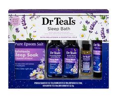 Promote a better night's sleep with Dr. Teal's Melatonin Pure Epsom Salt Soaking Solution Bath Set. This 5-piece scented bath set includes soaking solution, foaming bath, body wash, body lotion and body oil, all with calming Lavender & Chamomile essential oils to ease your achy muscles while promoting a better night’s sleep. Great for easing muscle aches and softening dry skin, the Dr. Teal's Melatonin Pure Epsom Salt Soaking Solution Bath Set transforms every bath into a soothing spa experience Home Spa Kit, Dr Teals, Calming Essential Oils, Foaming Bath, Bath Gift Set, Citrus Essential Oil, Chamomile Essential Oil, Moisturizing Body Lotion, Budget Holidays