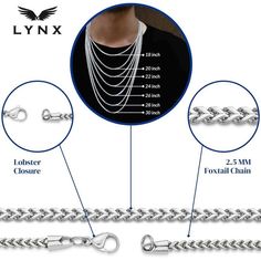 Complete your fashionable look with this stylish LYNX stainless steel Franco chain necklace.Click on this JEWELRY & WATCHES GUIDE to learn about fit, styles, materials and more! Complete your fashionable look with this stylish LYNX stainless steel Franco chain necklace.Click on this JEWELRY & WATCHES GUIDE to learn about fit, styles, materials and more! Metal: stainless steel Chain width: 2.5 mm Plating: ion plated Packaging: boxed, pouch Finish: polished Chain type: franco Please note, due to t Necklace Size, Rolo Chain, Lynx, Steel Chain, Stainless Steel Chain, Chains Necklace, Jewelry Watches, Mens Jewelry, Chain Necklace