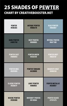 the 25 shades of pewter color chart by creativetretches on devisy