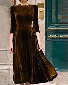 Vintage Dresses Online, Vintage Velvet Dress, Maxi Dresses For Women, Causal Dresses, Velvet Maxi Dress, Velvet Maxi, Fantasy Gowns, Daytime Dresses, Midi Sheath Dress