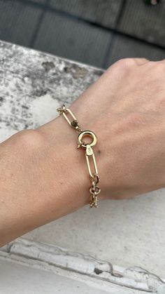 "ITEM DETAILS ❆All our jewelry are hand made with Love. ❆Material: 14K Gold ( 585). ❆Available colors: Gold, Rose Gold, White Gold. ❆Available Sizes: Look Size Option (Contact for different sizes) ❆Each item is made to order ❆ DO YOU LIKE THIS BRACELET? ❆ You can get more information about it below but if you have any questions, just click the \"Message Sergen Vural \" button and I will be very happy to hear from you ☺ PACKAGING ❆Comes ready to gift in a beautiful jewelry box. ❆It comes with a s Fine Jewelry Gold Link Bracelet As Gift, 14k Gold Bracelets With Lobster Clasp, Anniversary Link Chain Bracelet Tarnish Resistant, Anniversary Tarnish Resistant Link Chain Bracelet, Heirloom Yellow Gold Oval Link Bracelets, Heirloom Yellow Gold Oval Link Bracelet, Fine Jewelry Chain Link Bracelet Gift, Gift Yellow Gold Chain Bracelet With Cable Chain, Gift Yellow Gold Cable Chain Bracelet