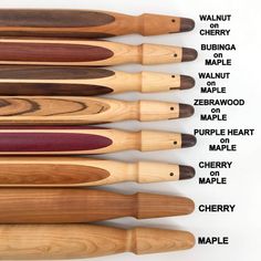 the different types of wood carving knives are shown in this image, with their names on them