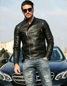 Jacket Men Style, Leather Jacket Outfit Men, Mens Leather Jackets, Men Leather Jacket, Leather Jacket Men Style, Celebrities Leather Jacket, Black Leather Biker Jacket, Mens Fashion Edgy, Lambskin Leather Jacket